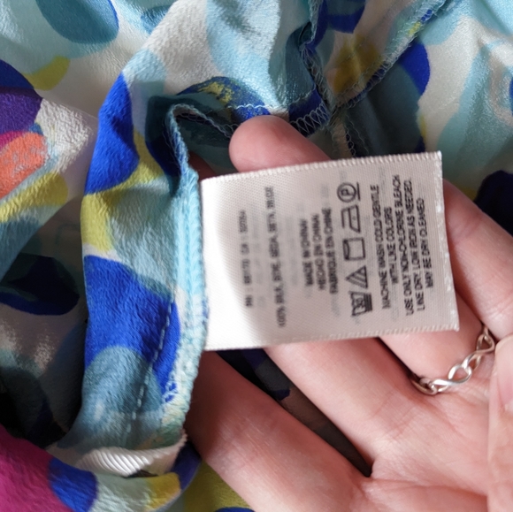 *** Maeve Scatter Dot Multicolor Silk Zabella Ruffles Racerback Style Tank Top - Picture 10 of 10